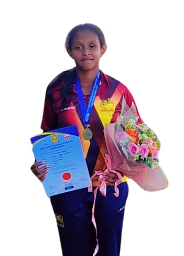 Amasha hasareli  of Sussex College Ratnapura won the Shot put 1st place